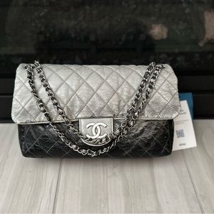 [SOLD] Chanel Vinyl Quilted Jumbo Melrose Degrade Flap Bag
